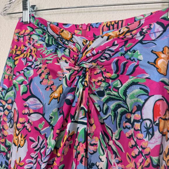 J McLaughlin Skirt Womens size 2 Floral Twist Knot Front Blakely Rose Freshfield - Picture 2 of 9